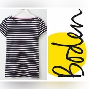 Boden Breton T-Shirt Tee Navy and White Striped